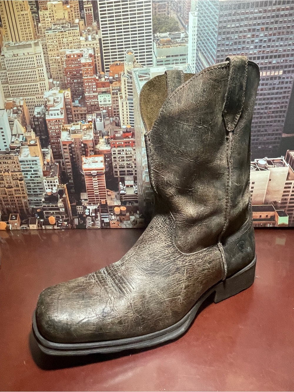 Ariat Men’s Sz 12 EE  Rambler Antiqued  Brown Square Toe Boots 10025171